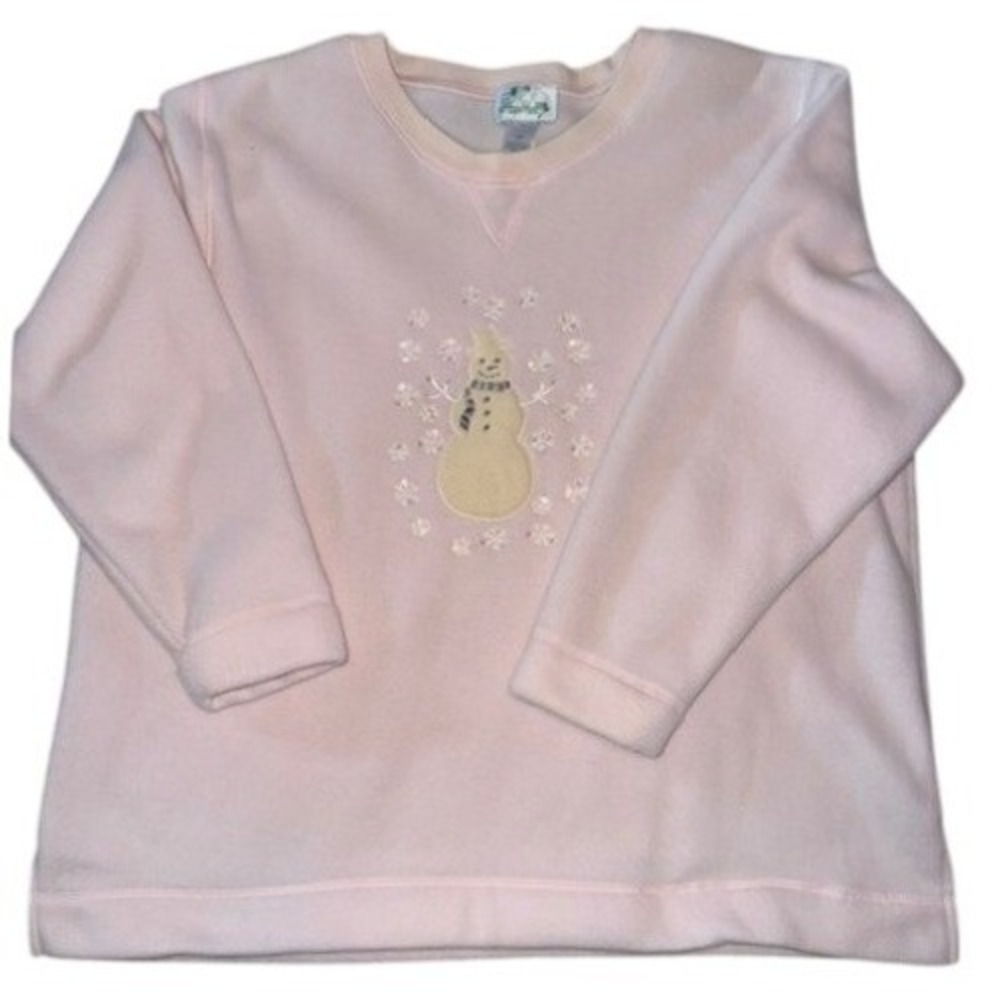 Quacker Factory Pink Fleece Snowman Sequin Sweatshirt Women‎ 2X Winter Christmas